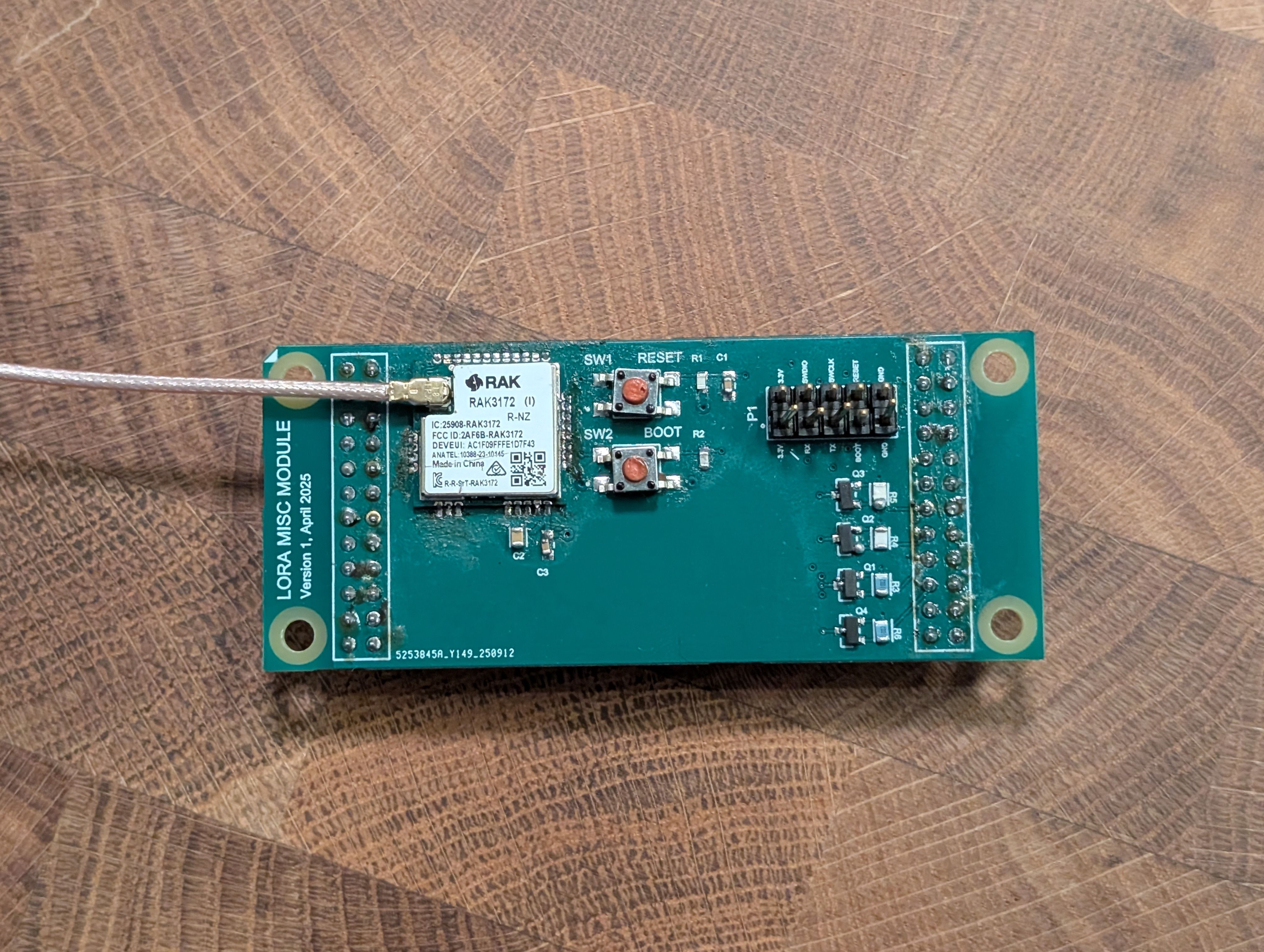 A top down view of the radio module for the car