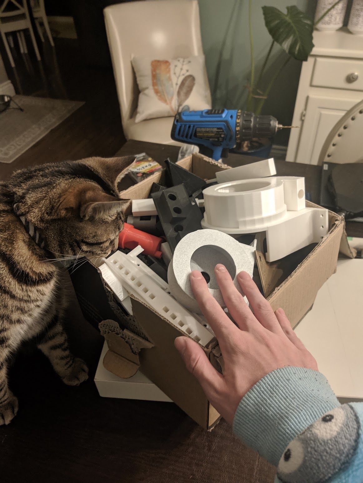 A big box of failed 3d prints