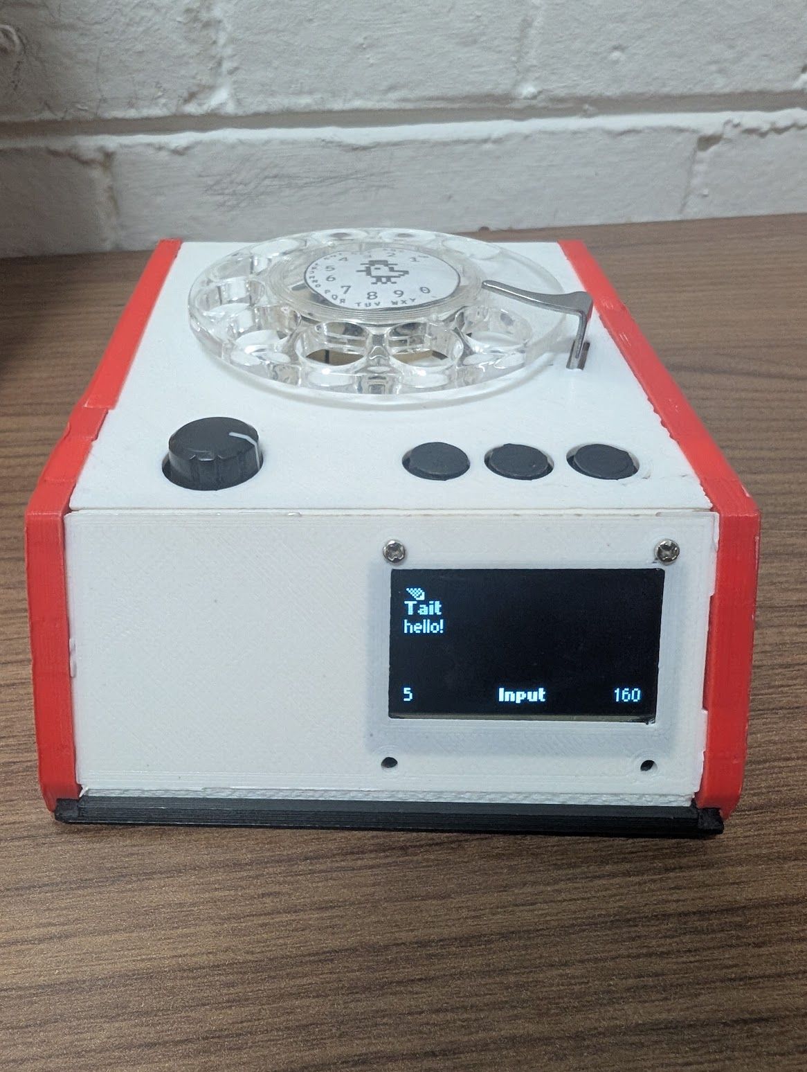 A screen of the rotary cell phone showing typed text